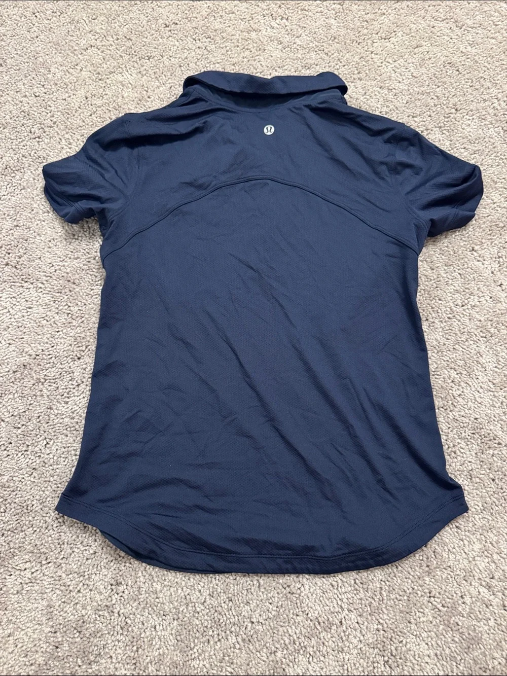 Lululemon Navy Short-Sleeve Polo Top